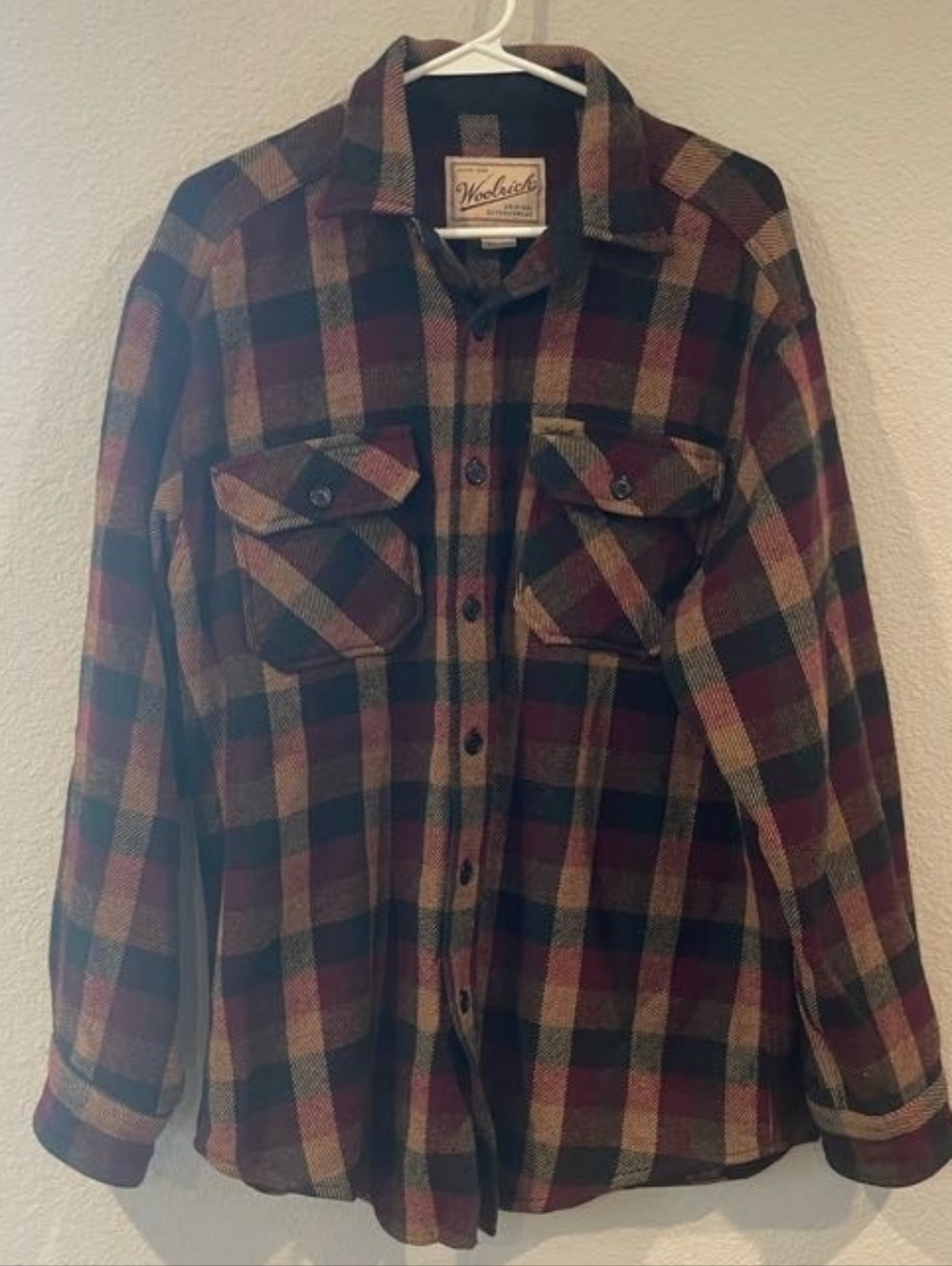 Woolrich Mens Vintage Y2K Original Wool Traditional Plaid Long Sleeve Shirt LG